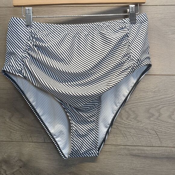 High Waist Striped Swim Bikini Bottoms Womens Plus Size XXL - Picture 1 of 7